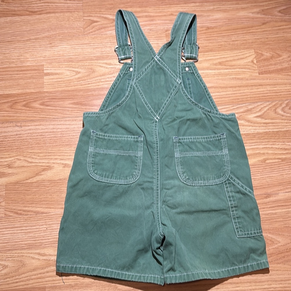 EUC BABY GAP OVERALLS SHORTS. 30-36 mos green - Picture 4 of 5